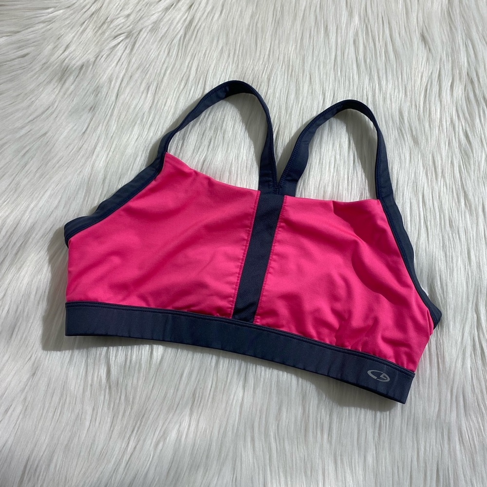 CHAMPION RACERBACK SPORTS BRA Pink/Dark Gray Sz XL